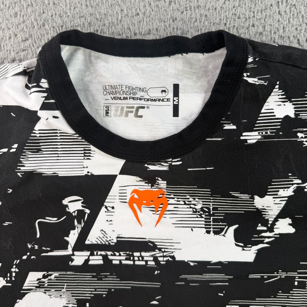 Venum UFC Zenith Fight Week T-Shirt Mens Medium Black White Abstract MMA Tee